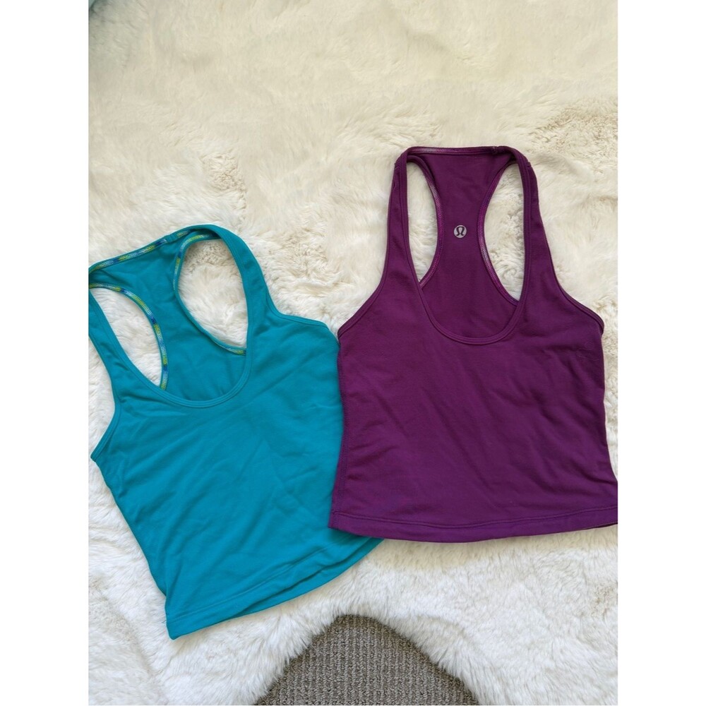lululemon Cropped Racerback Tank Tops XS — Teal and Plum